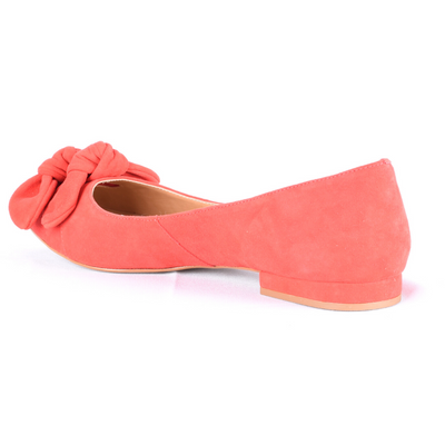 red flat shoe with bow Poppy back view