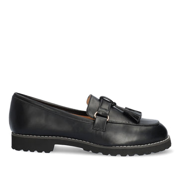 Loafers in Black Faux Leather