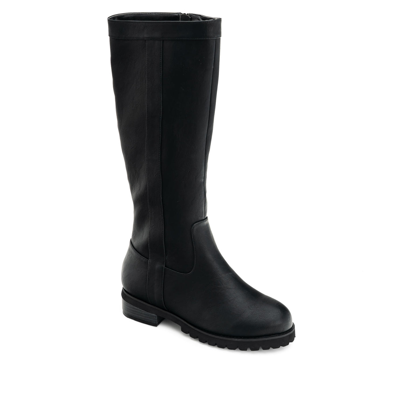 Mid-calf Boots in Black Faux Leather