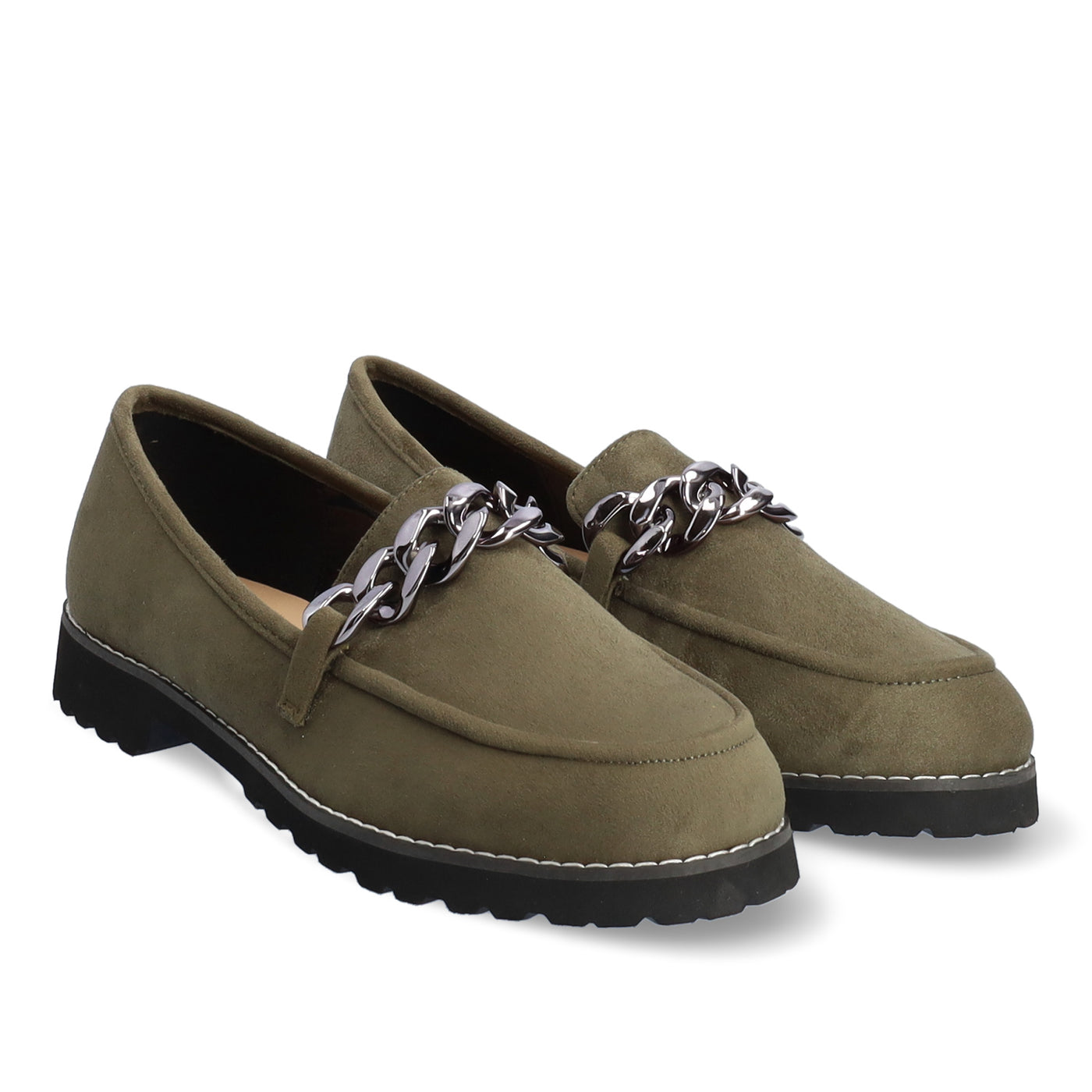 Loafers in Khaki Faux Suede