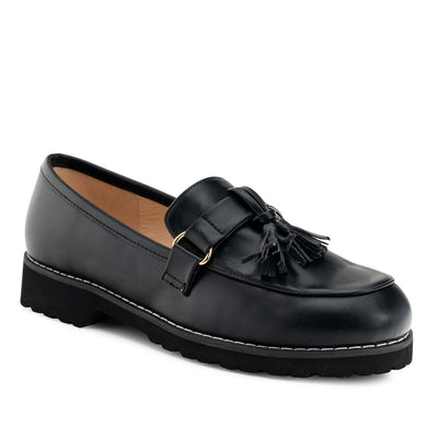 Loafers in Black Faux Leather